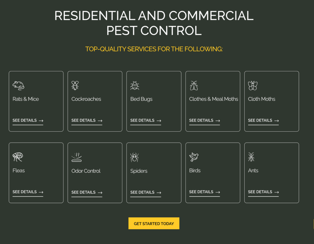 example of a great internal linking strategy for pest control websites